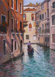Sunlit Canal Venice oil-on-canvas
